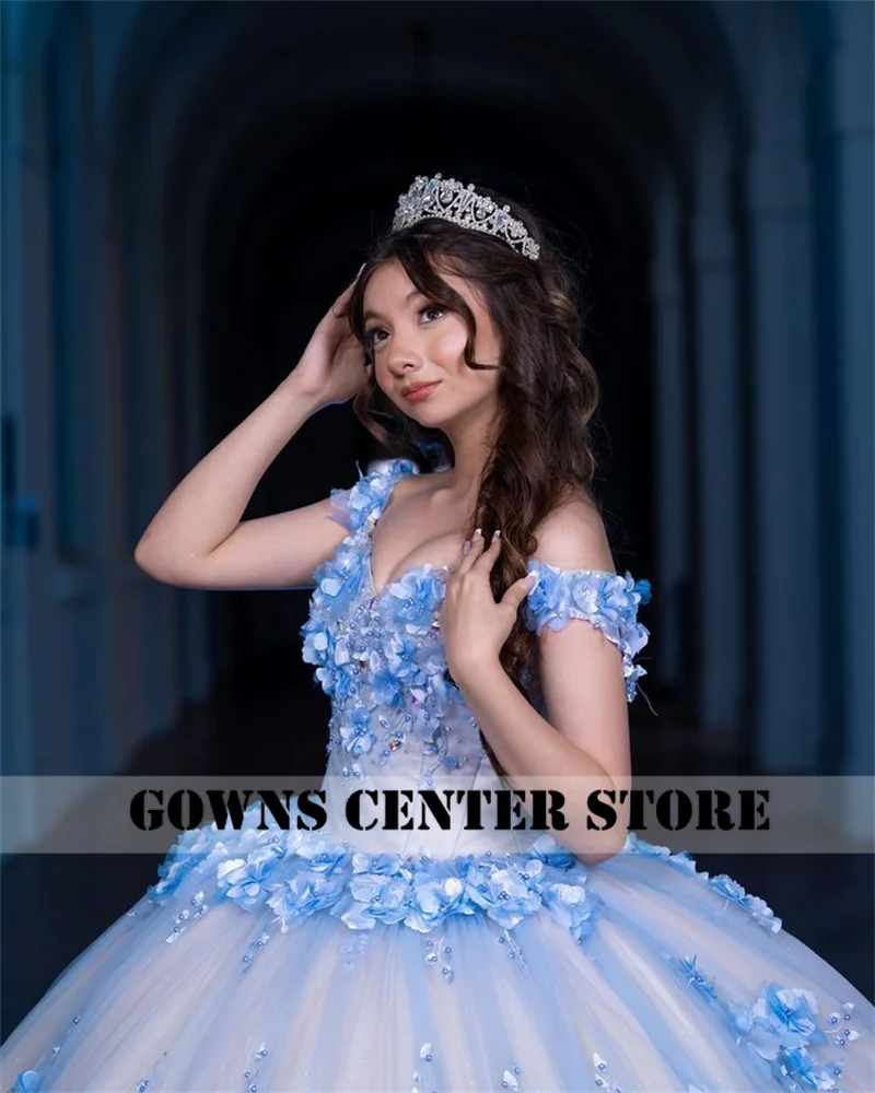 Sky Blue Quinceanera Dress Princess Sweet 15 Years Girl Birthday Party Dresses Appliques Vestidos De Quincea&ntilde;era Customized