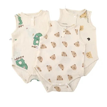 Summer Baby Home Suit Bodysuit Cute Cartoon Bear Rabbit Boys Girls Children Climbing Pajamas Thin Newborn Kids Sleeping Clothes