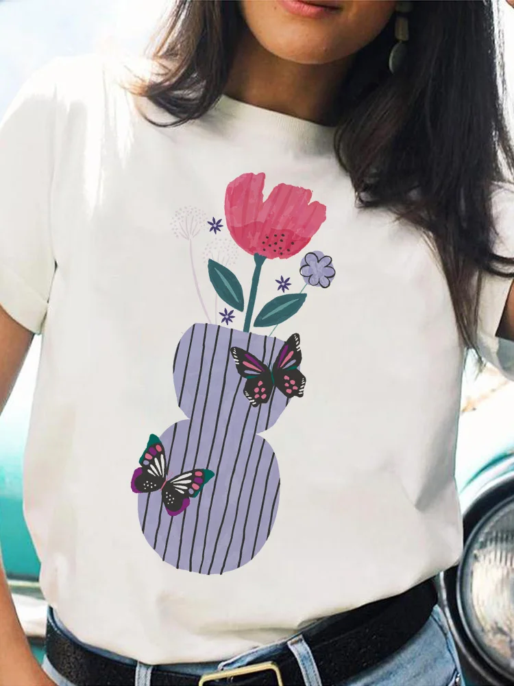 

Women Tshirt Cartoon Floral Flower Guitar Print Lovely New Ladies T-shirt Tops Fashion Summer Graphic Tee Female Tshirts Clothes
