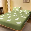 1 Cartoon Cute animal Rabbit printed matte Fitted Sheet, bedroom printed bed cover, bedding (excluding pillowcases) 1