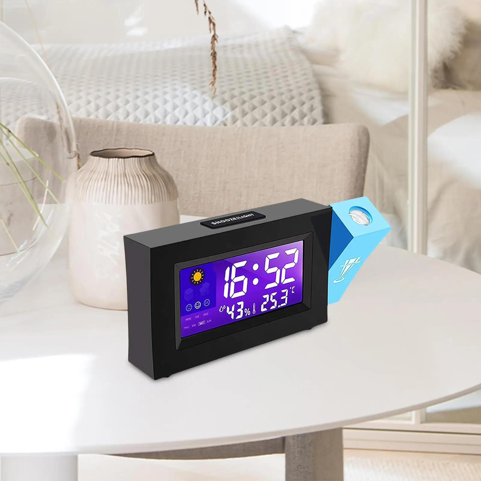 LED digitale orologio proiezione sul soffitto parete silenziosa Max/ Min  temperatura e umidità registra orologio funzione Snooze 12/24H USB