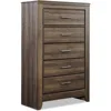 Juararo Rustic 5 Drawer Chest of Drawers, Aged Dark Brown 1
