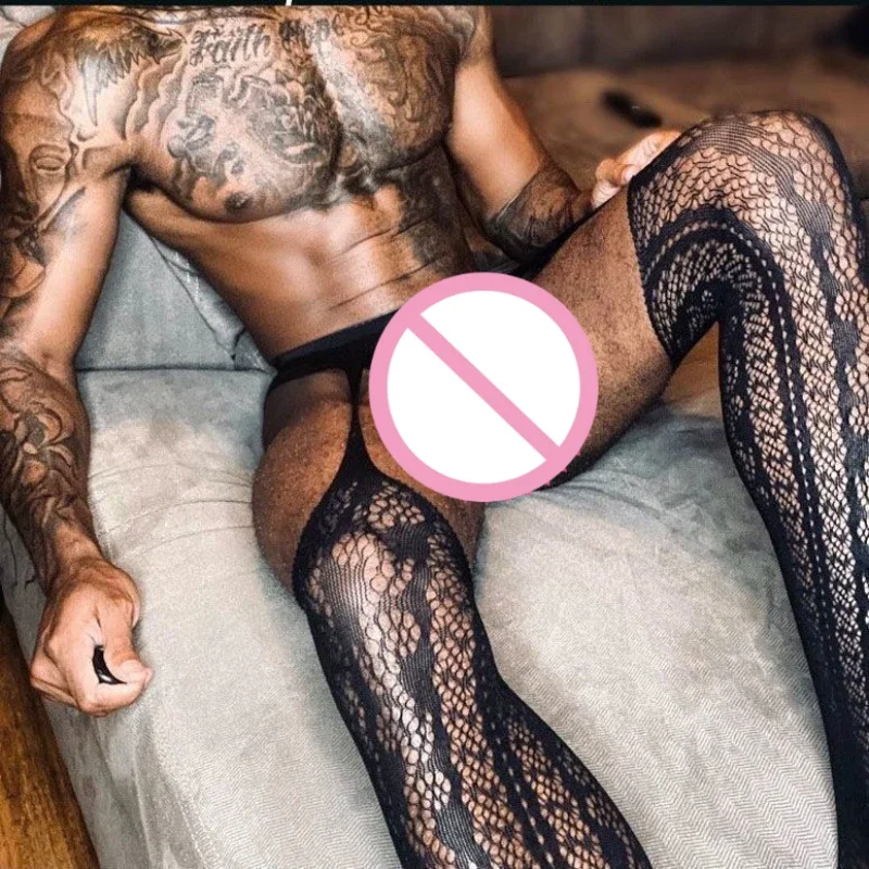 Men's Open Crotch Pantyhose Transparent mens pantyhose