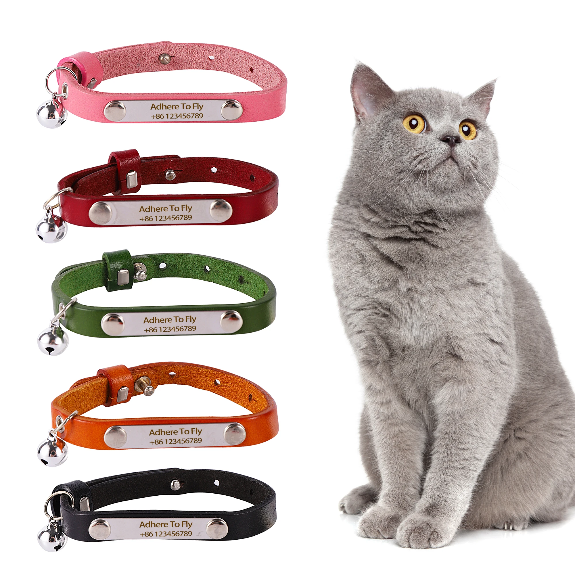 Collier boucle de s curit en cuir de vache pour chat r glable 