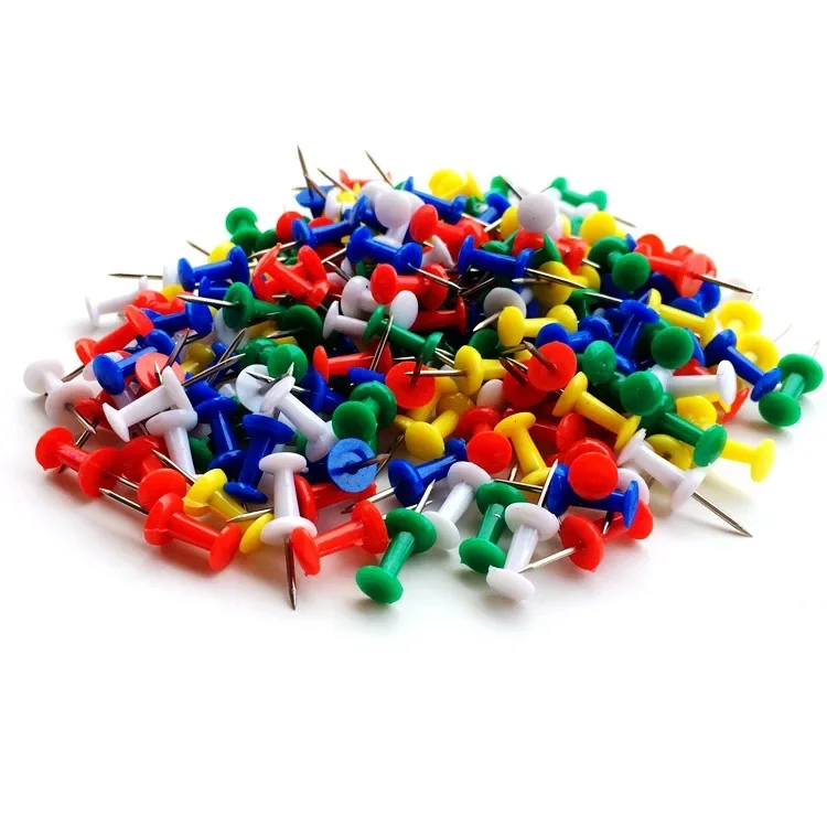 100PCS Binding Cork Board Safety Colored Plastic Pin Big Head Push Needle Pins Drawing Photo Wall Studs Office School Supplies