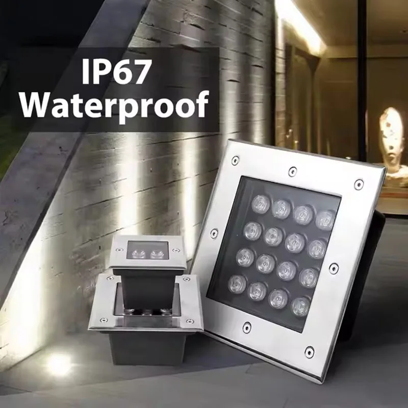Square Outdoor IP67 Waterproof Inground Recessed 3W 4W 5W 9W 12W18W 24W 36W RGB LED Underground light