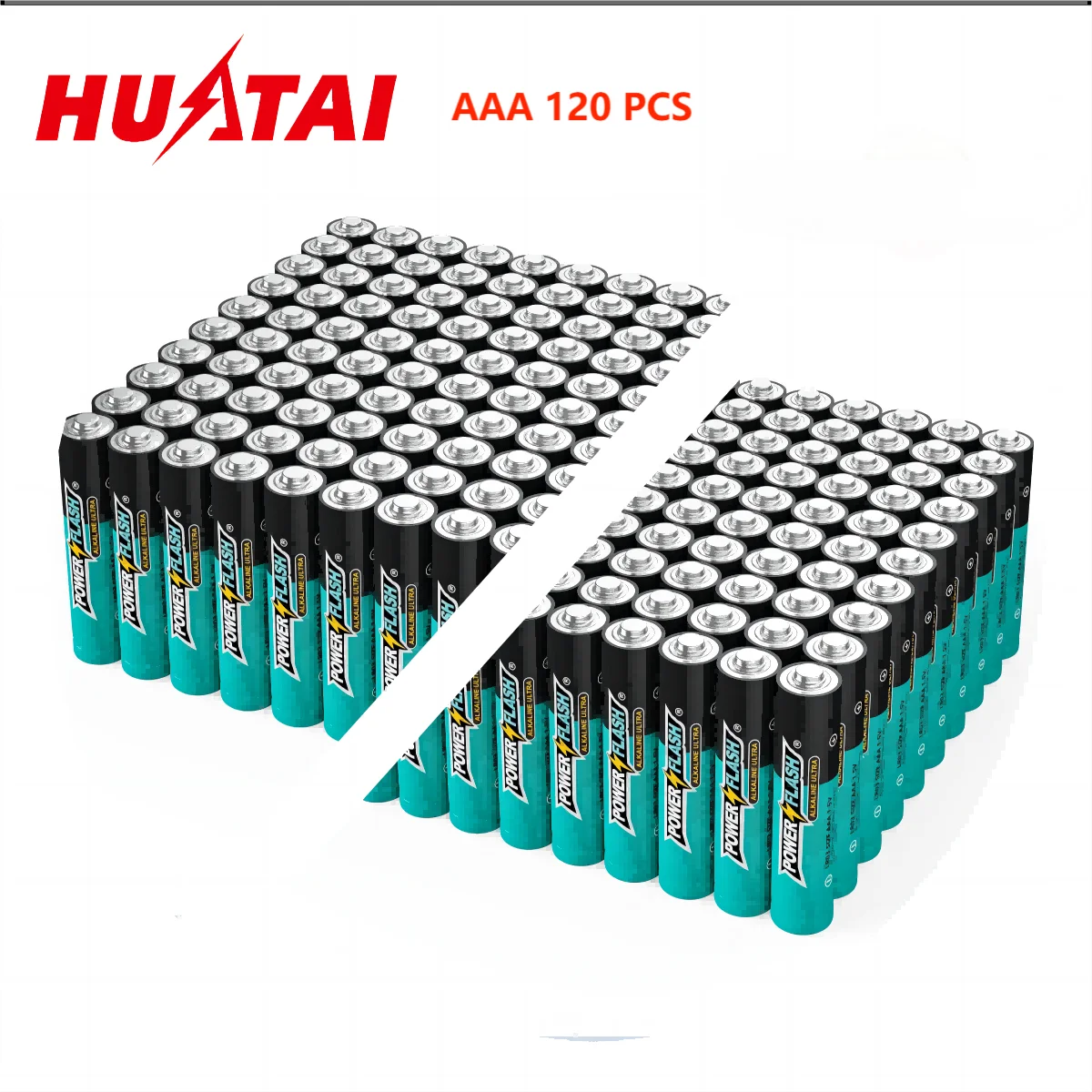 HUATAI PowerFlash AAA 120 pcs Alkaline Long-Lasting Batteries for Home Work
