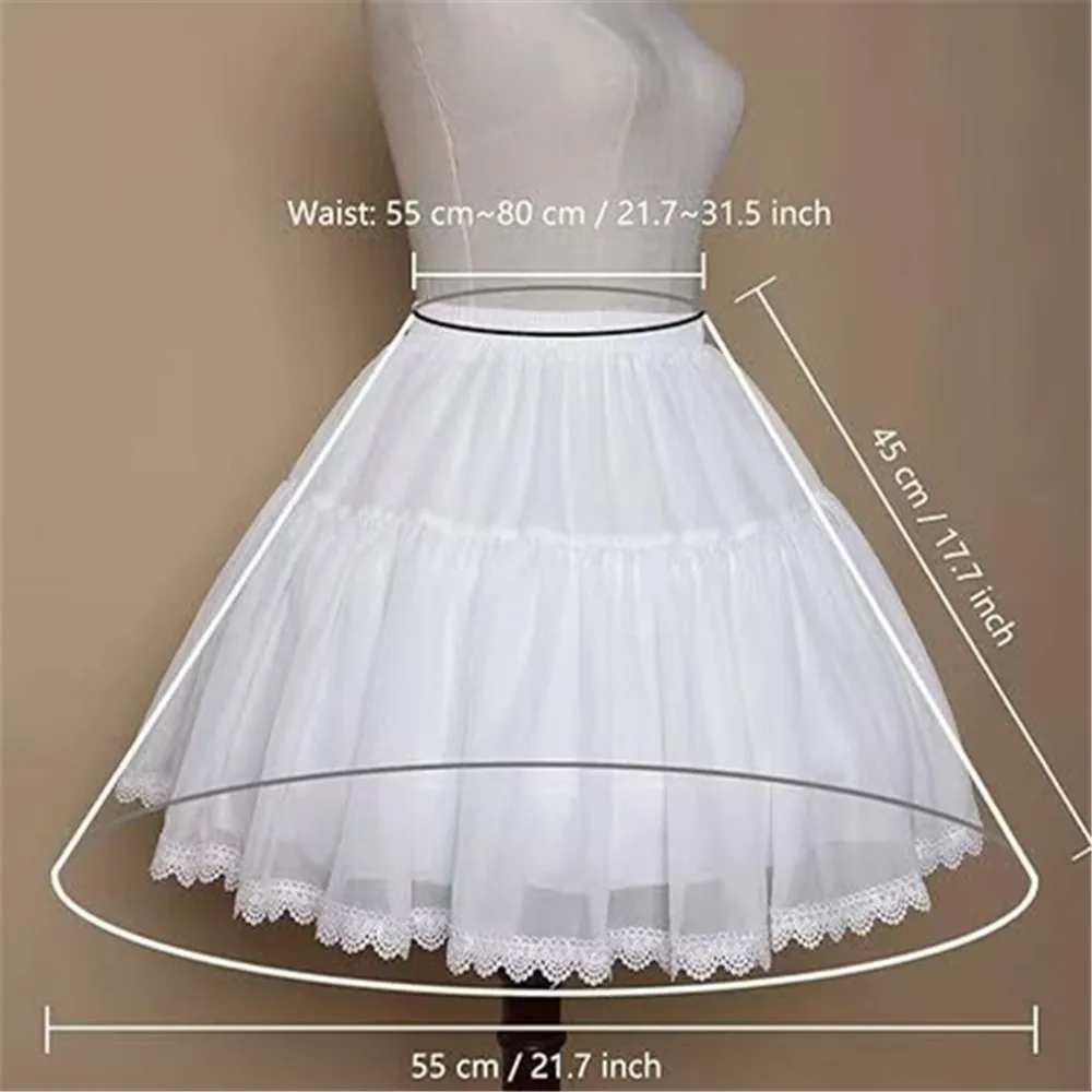 Women Girls Ruffled Short Petticoat Solid Fluffy Bubble Tutu Skirt Puffy Half Slip Prom Crinoline Underskirt No Hoop