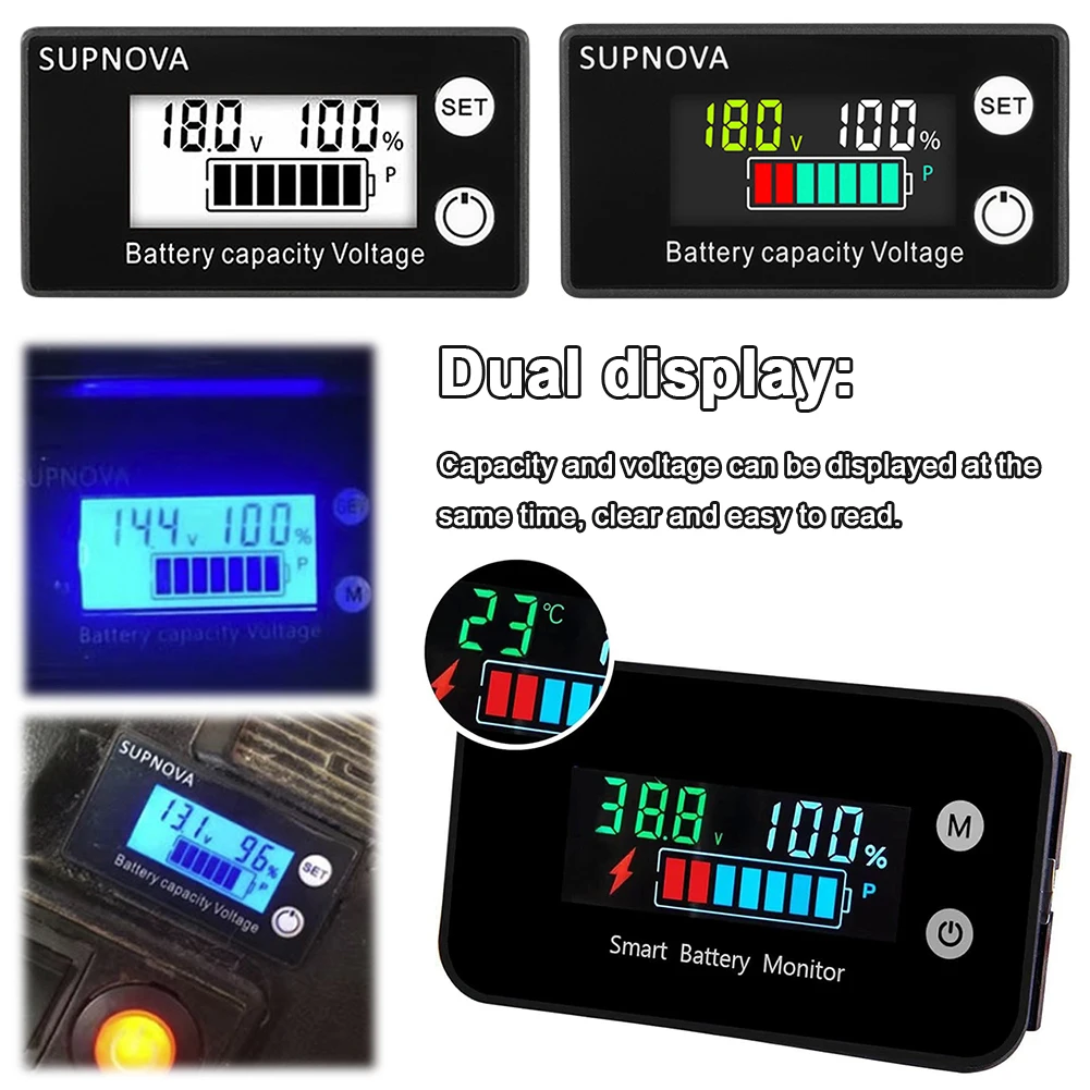 Indicador LCD De Capacidad Y Voltaje Para Baterías - 8V-100V, Compatible Con Plomo-ácido, Litio, LiFePO4