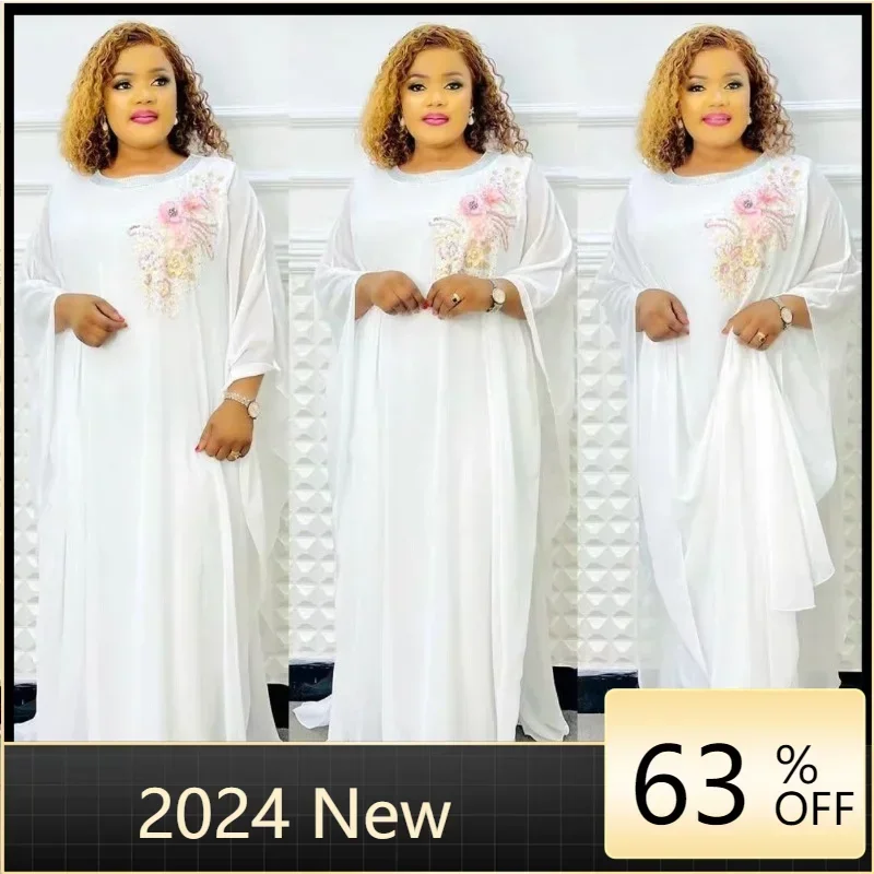 

Женский комплект из двух предметов, африканские платья для женщин, лето 2023, шифоновый халат макси, Анкара, Дашики, женская одежда, искусственные платья