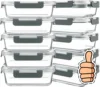 2025 USA 10 Packs 30 oz Glass Meal Prep Containers,Glass Food Storage Containers w/ Lids,Airtight Glass Lunch Bento Gray 1
