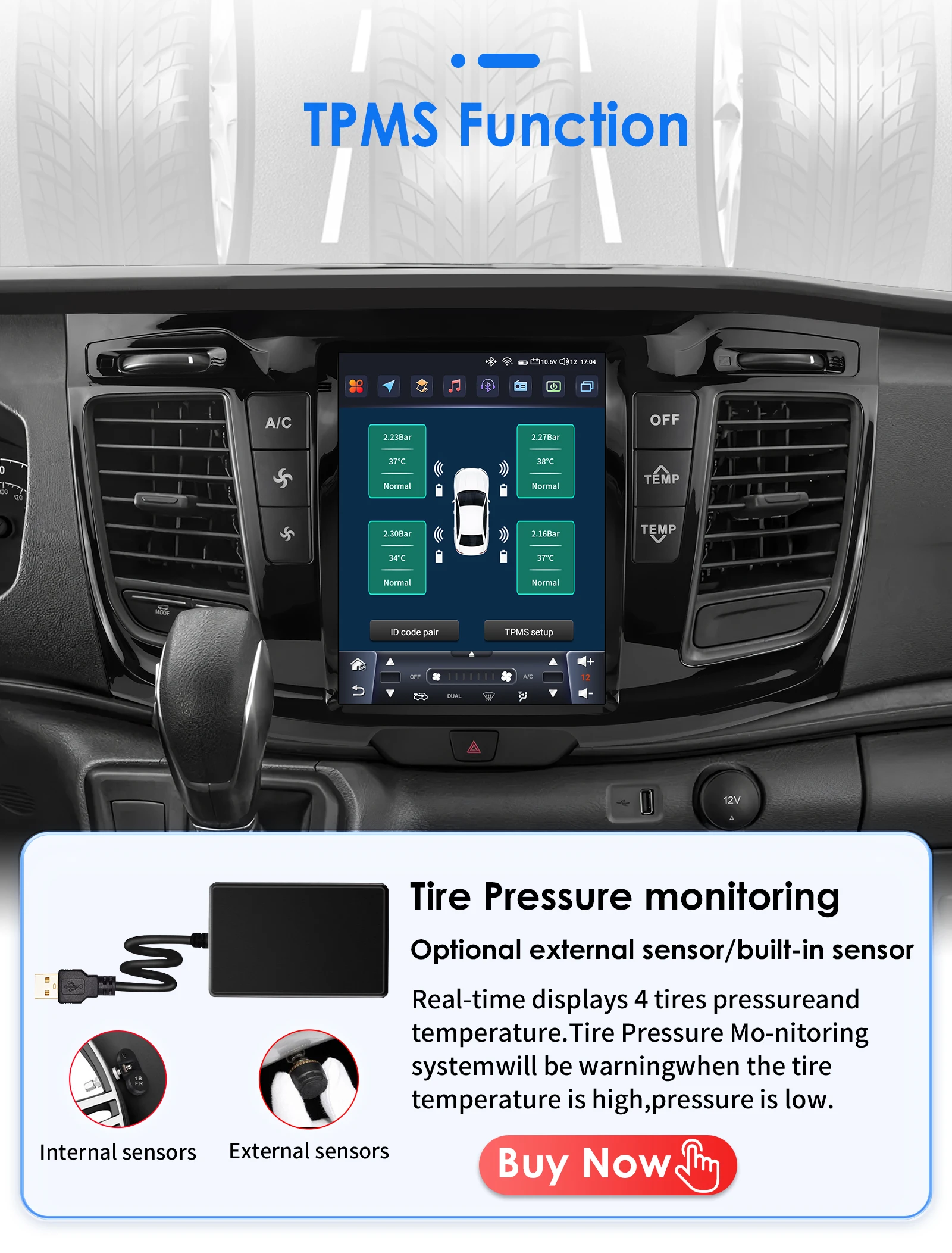Hizpo 9,7'' Wireless Carplay Autoradio WIFI + 4G Für Ford Transit 2021-2023 Video Multimedia Player Stereo 360 Kamera 8Core DSP – Detail 32