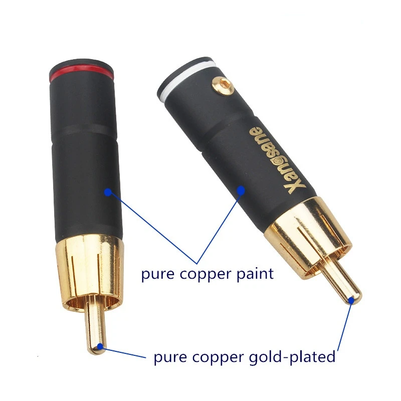 8Pcs DIY HiFi Audio Adapter 3u Gold Plated RCA Plug 6mm Pure Copper Signal Cable Connector