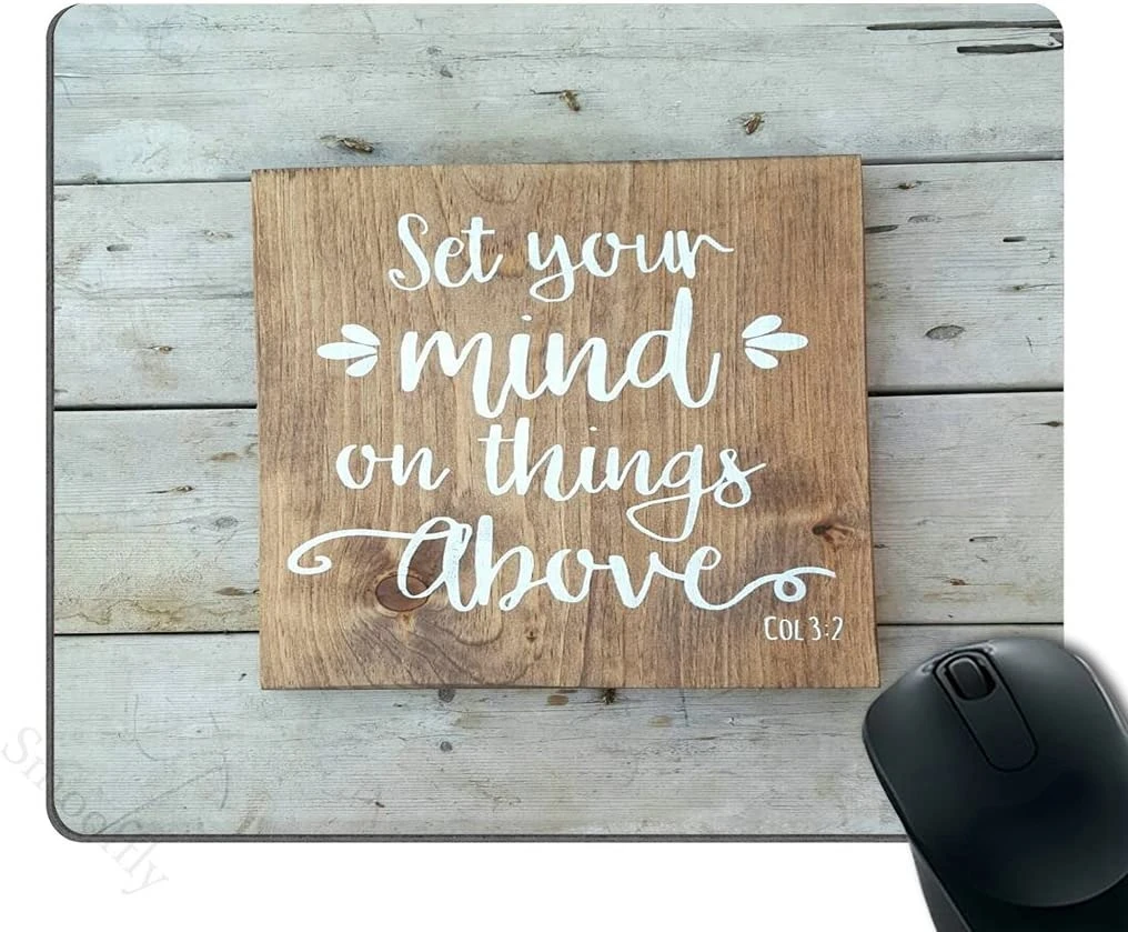 Mouse Bible Verse Wood Signs Sayings Wall Art Scripture Faith Sign,Personalized Design Non-Slip Rubber Mousepad 9.5x7.9 In