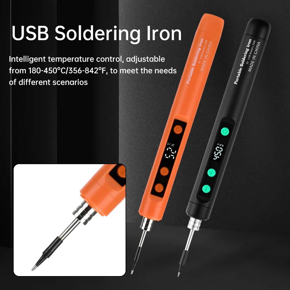15W USB Soldering Iron Wireless Electric Soldering Iron Type-C Interface Fast Charging Solder Iron Portable Repair Welding Tool