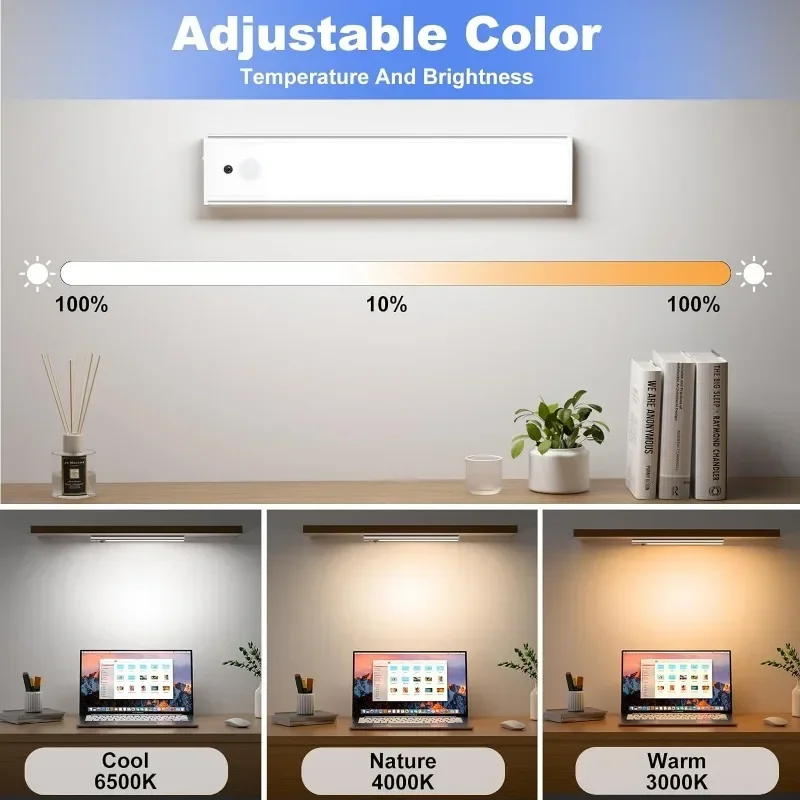 LED Night Light Motion Sensor USB Rechargeable Night Lamp 1500mAh For Room Kitchen Cabinet Staircase Corridor Lighting