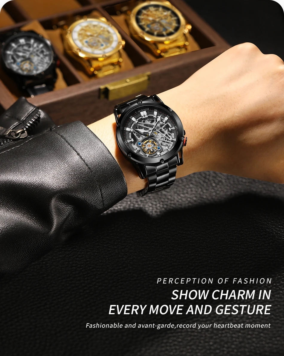 Orologio da uomo di lusso di alta qualità WINNER, grande, in acciaio inossidabile, con scheletro, tourbillon, movimento automatico, orologio meccanico militare maschile_voghion.com