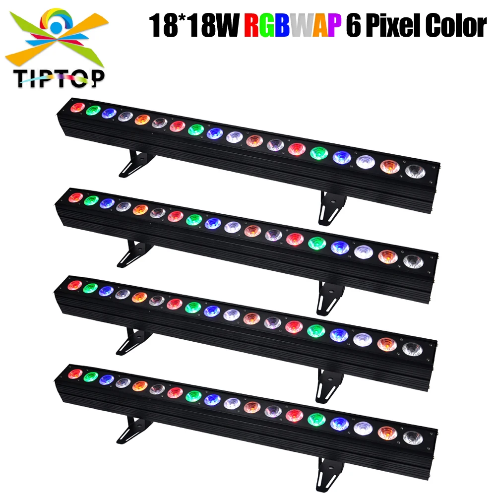 

Настенная Светодиодная лампа TIPTOP 18x18 Вт, RGBWAP, 6 в 1 цвет, внутренняя Светодиодная лампа для мытья стен, 100 см, индивидуальное управление DMX