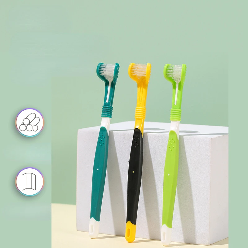 

Трехсторонняя Бриллиантовая зубная щетка с тремя головками, щетка для чистки собак и кошек, инструмент для ухода за зубами с плохим дыханием