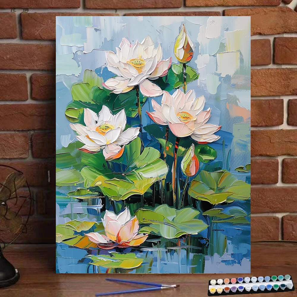 

Цифровая живопись цветущий Лотос искусство культура Цифровая живопись ручной работы подарок для взрослых и детей настенное украшение D