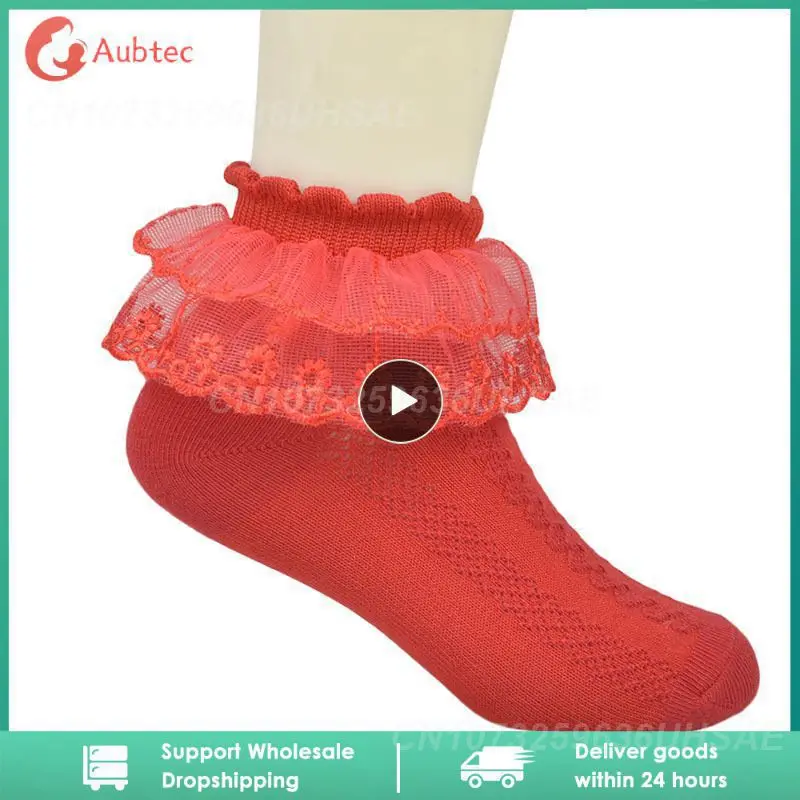 

1 шт., Детские хлопковые кружевные сетчатые носки с оборками