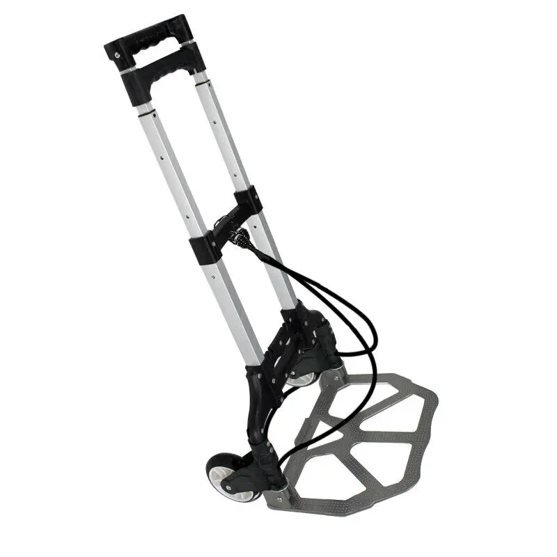 

176 lbs Folding Aluminium Cart Luggage Trolley Hand Truck with Black Bungee Cord
