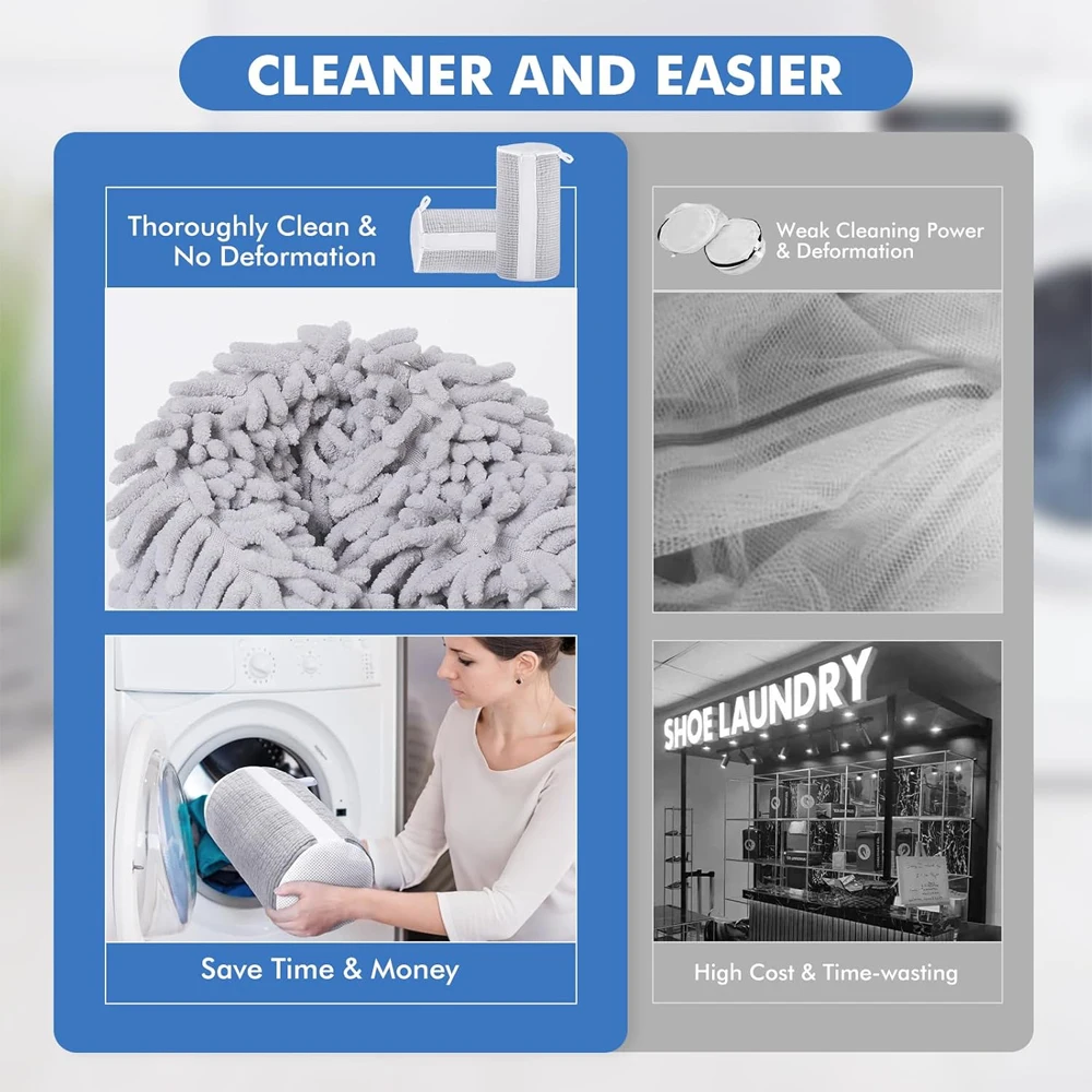 1/2PCS Washing Shoes Bag Cotton Laundry Fluffy Fibers Easily Remove Dirt Washing Bags Anti-Deformation Shoes Clothes Organizer 2