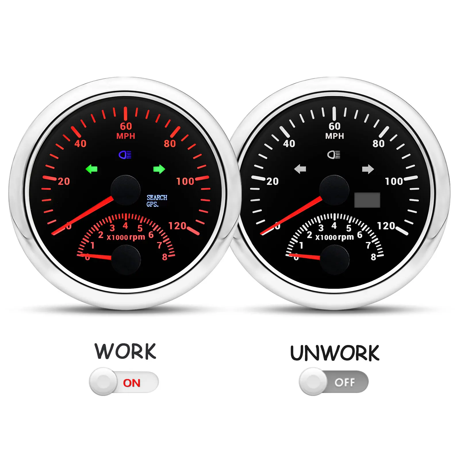 85mm GPS Speedometer With Tachometer 120KM/H 200KMH 120MPH For Car Truck Boat Sp