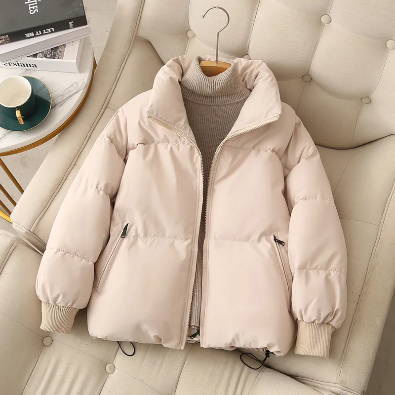 

Thicken Down Jacket Women 2023 Winter Long Sleeve Turtleneck Zipple Female Parka Coat Warm Casual Loose Lady Warm Outcoat