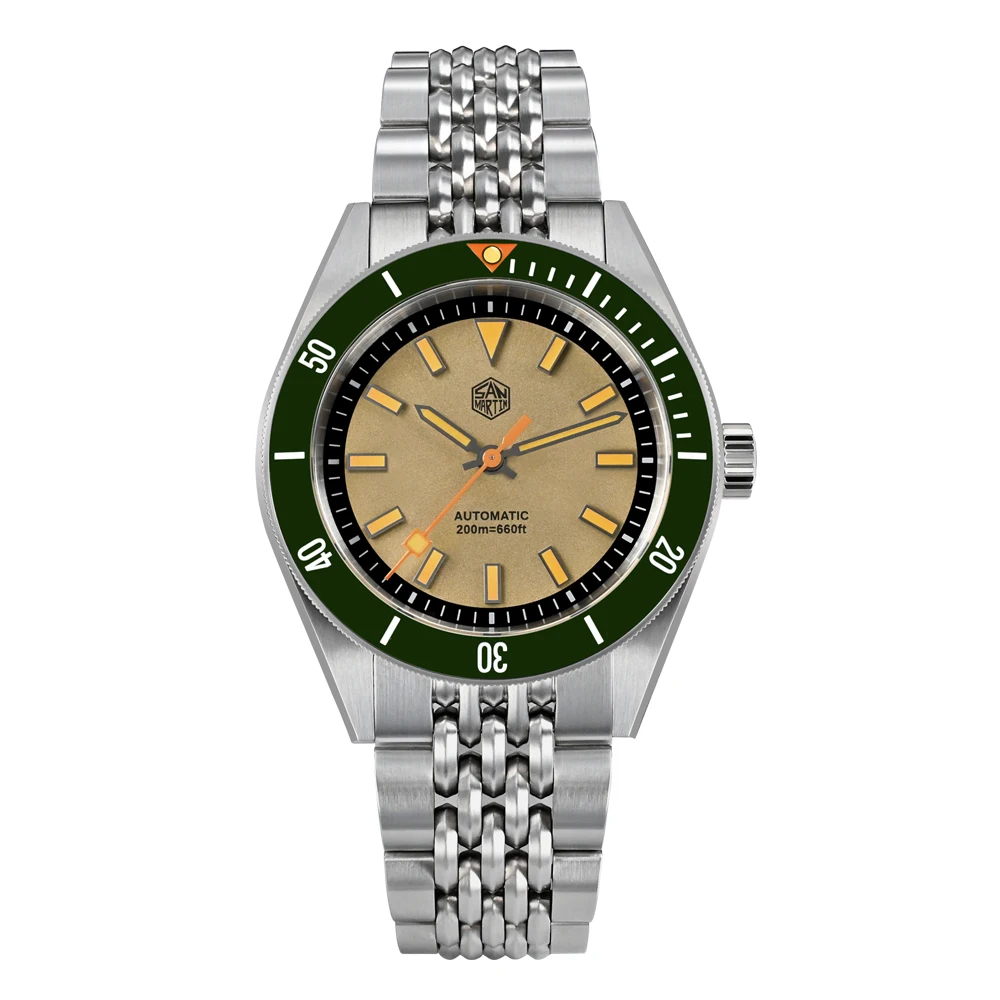 

San Martin Men Automatic Watch Luxury Mechanical Wristwatch 20ATM Waterproof BGW-9 Luminous Sapphire NH35 Fly Adjustable Clasp