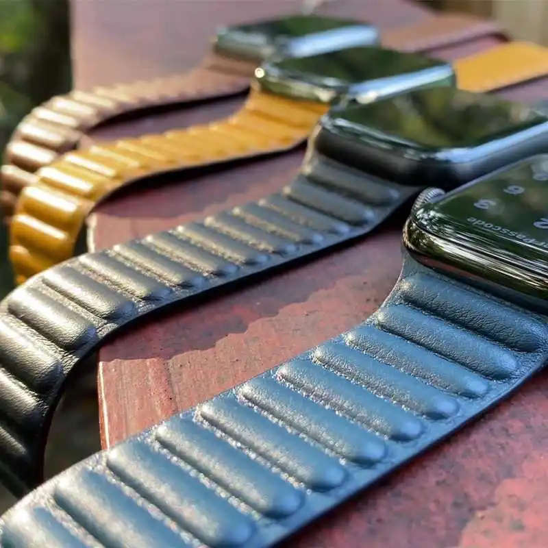 Premium Leather Magnetic Loop Watch Band Strap - Elegant Bracelet Design