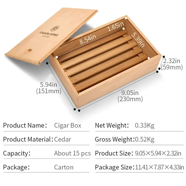 CIGARLOONG-Cigar Box, Moisturizing, No Paint Box, Large Capacity