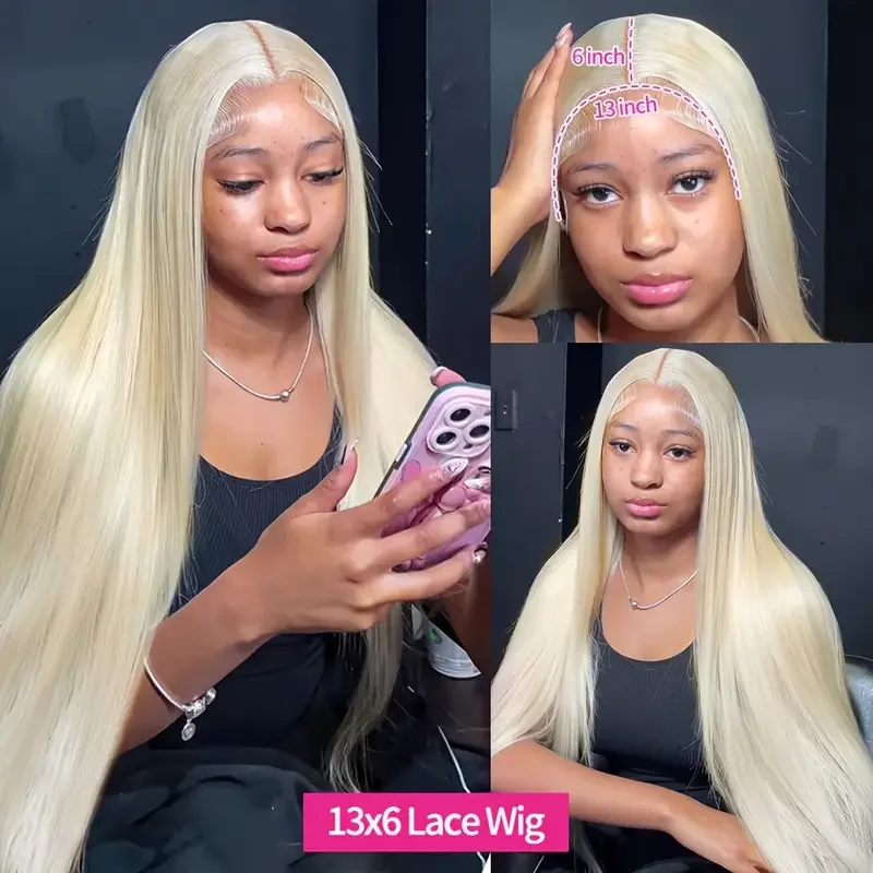 40Inch Straight Blonde 613 Blonde Human Hair Lace Frontal Wig 13x6 Transparent Blonde Lace Front Wigs Pre Plucked Human Hair Wig 2