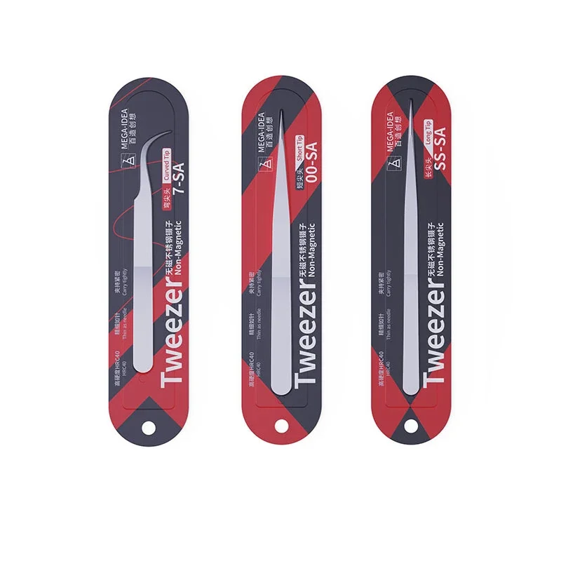 

High Hard Non-magnetic Stainless Steel Multifunction Tweezers Straight/Curved Tweezers Phone Repair 7-SA/00-SA/SS-SA Huimintong