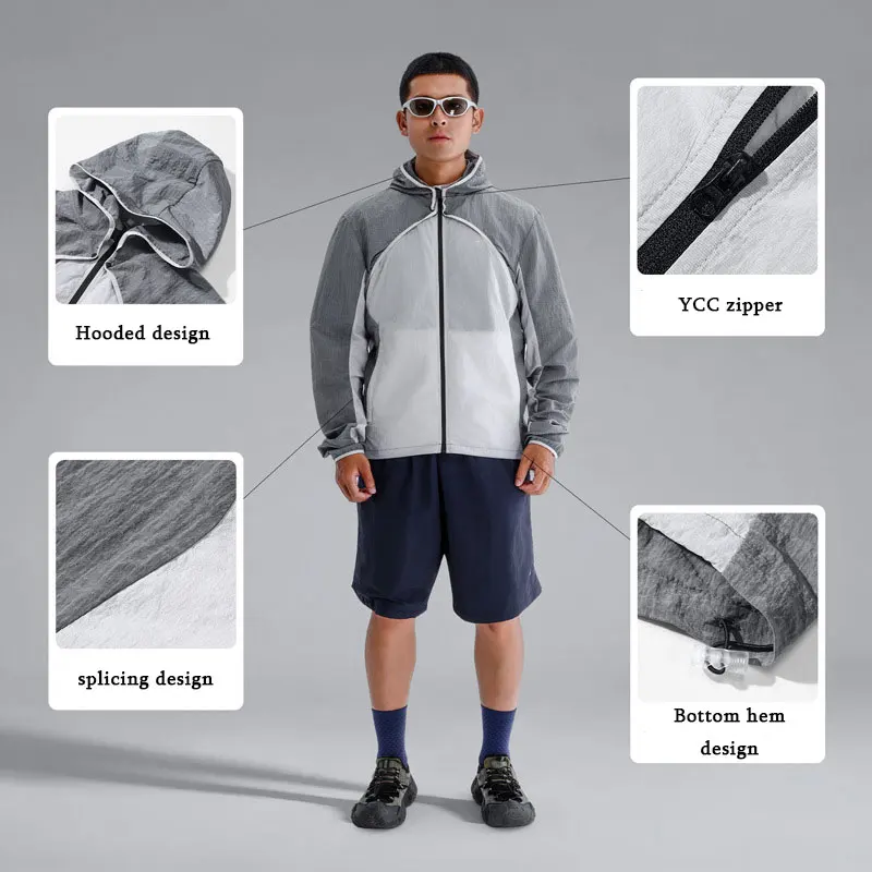 분리형 후드 자전거 재킷 통기성 방풍 자외선 차단 사이클링 탑 반사 MTB 로드 바이크 스포츠웨어