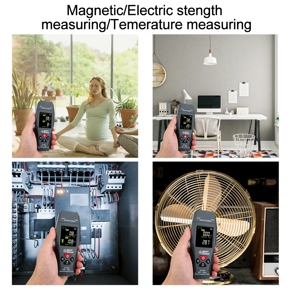 Handheld Digital EMF Meter Mini Electromagnetic Field Radiation Detector Color LCD Electric Strength Tester Home Safe