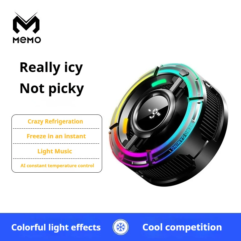 MEMO CX15 Refroidisseur pour téléphone portable, compatible PUBG, avec contrôle de température par IA et éclairage RGB, fixation magnétique arrière._voghion.com