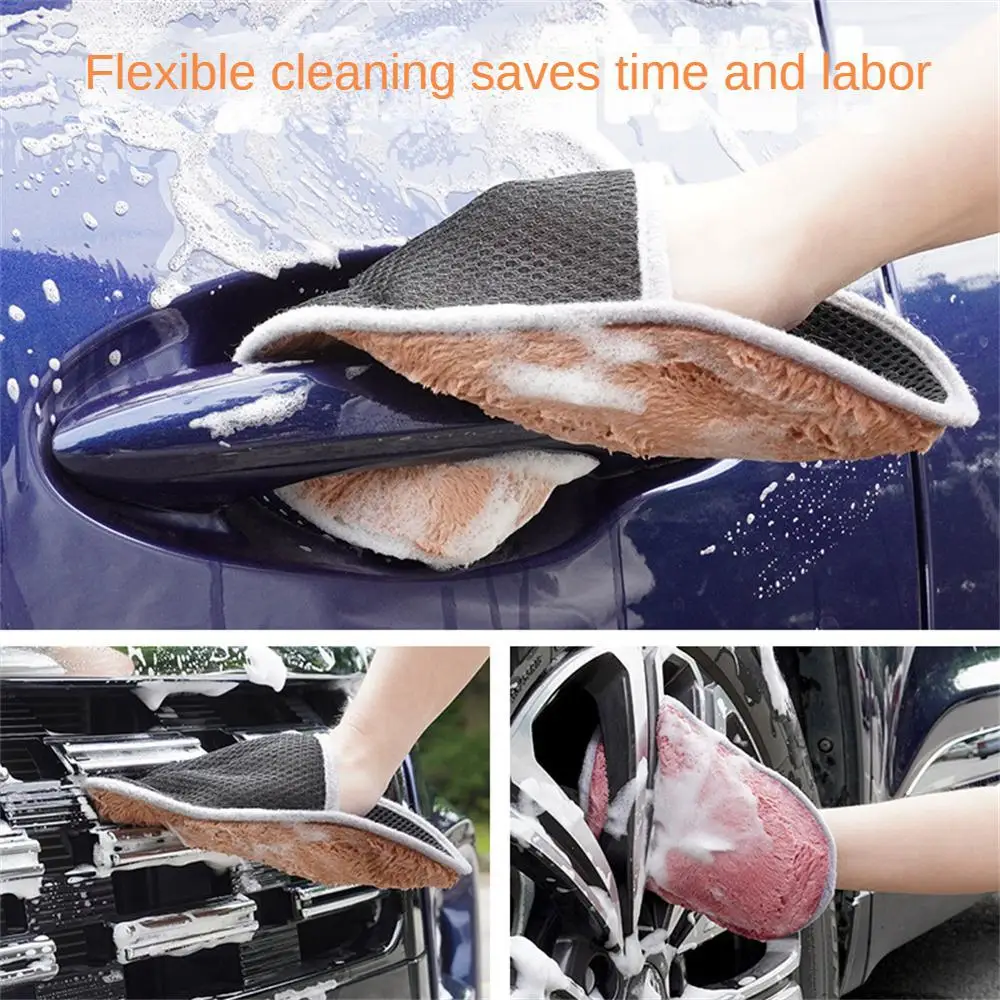 1/5PCS Coral Velvet Bear Paw Car Wash Towel Greater Palmar Surface Car Wash Gloves Rich Foam Durable Supplies