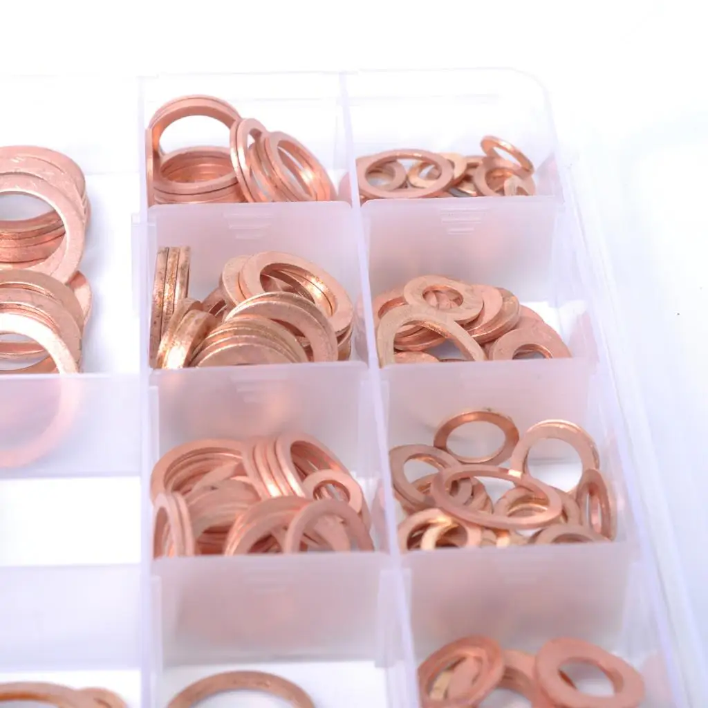 

280pcs Brand New Copper Washer Gaskets Flat Rings 12 Sizes