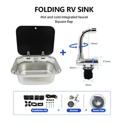 304 Stainless Steel Square Flap Wash Basin Sink Camping Caravan Accessories Suitable for Caravans Rv Parts Accessories