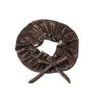 Birdtree 16.5Momme 100%Mulberry Silk Bonnet Cap Night Bow Knot Round Cap Ladies Hair Care Cap Stretchy Band Hair Wrap A41220QM 2