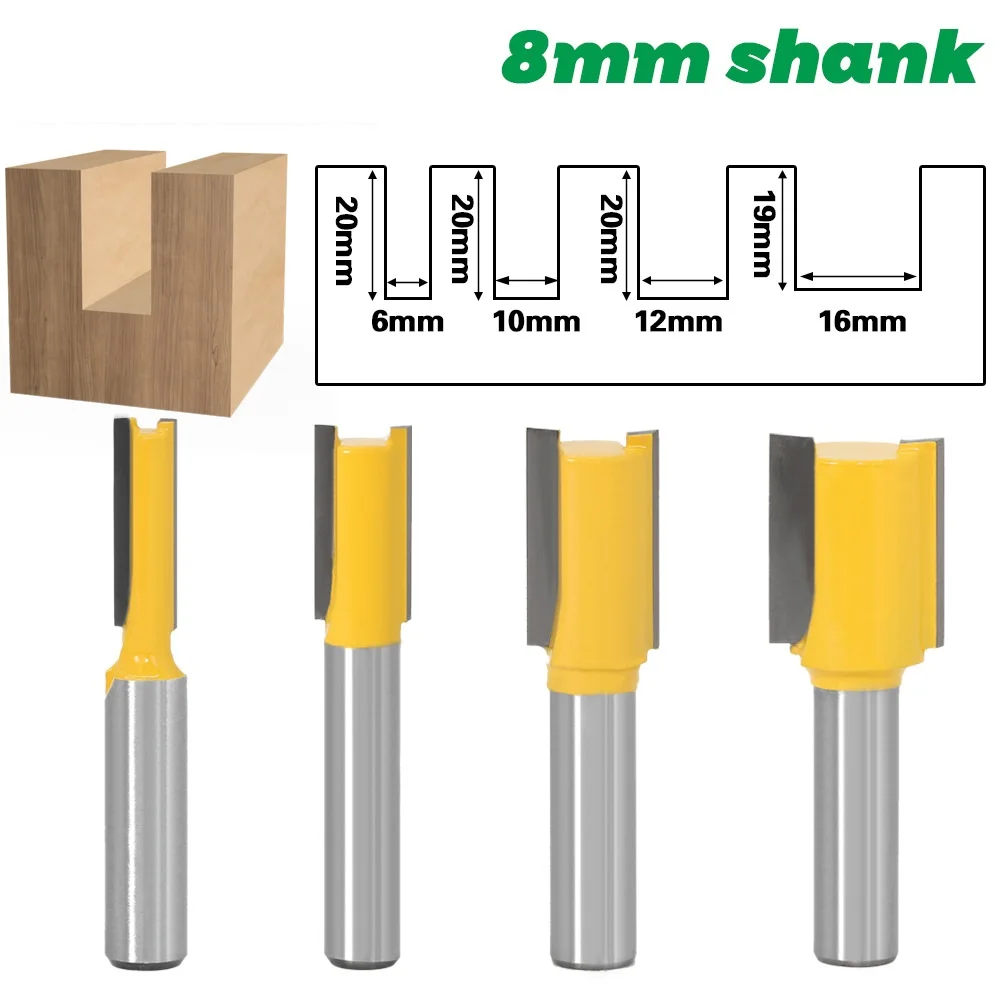 

1PCS Straight/Dado Router Bit - 3/8"W x20"H -8" Shank Cutter for Wood Tungsten Carbide Router Bit Woodwork Tool