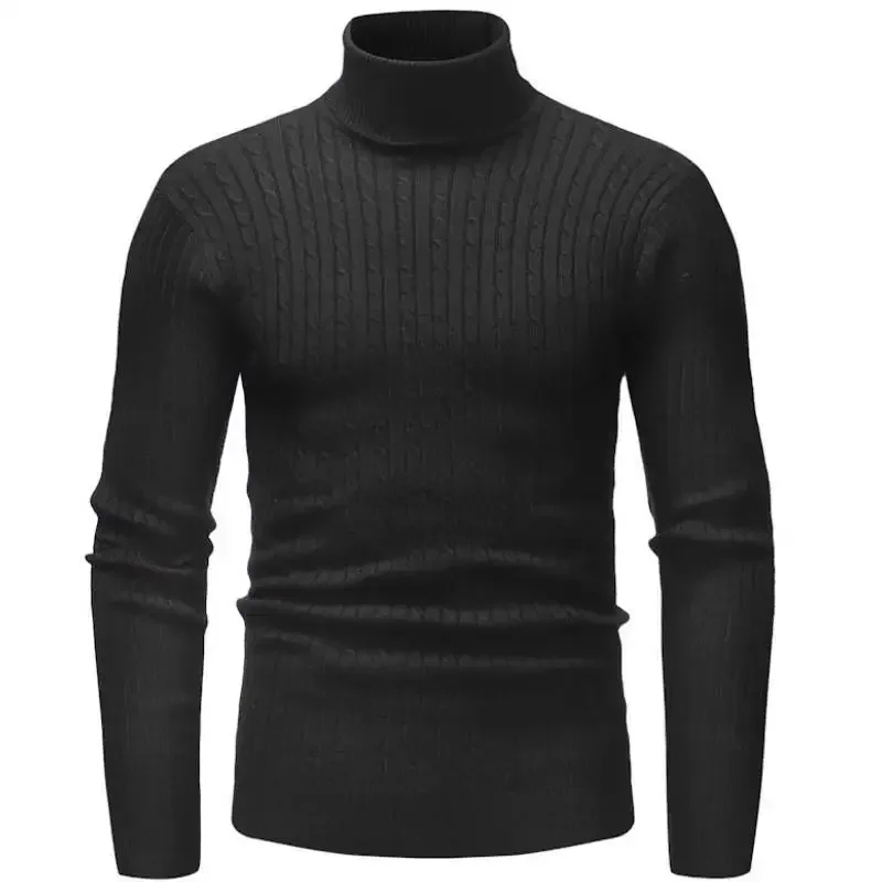 CARANFIER Fashion Slim Men's Knitwear Top Pullover Stretch Shirt Solid Color Man's Twisted Sweater Bottom Jumper Men's Clothing