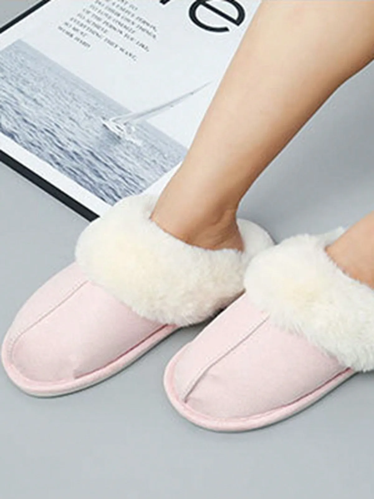 Fuzzy Warm Comfy Slipper Slip-On Fluffy Fashion Winter Bedroom House Shoes For Valentine's Day Gift For Girlfriend, view 6