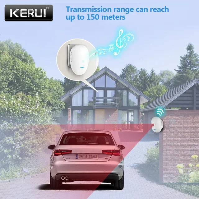 KERUI Driveway Alarm System with Waterproof Motion Sensor Welcome Doorbell Car Garage Security Smart Home For Home Security 2