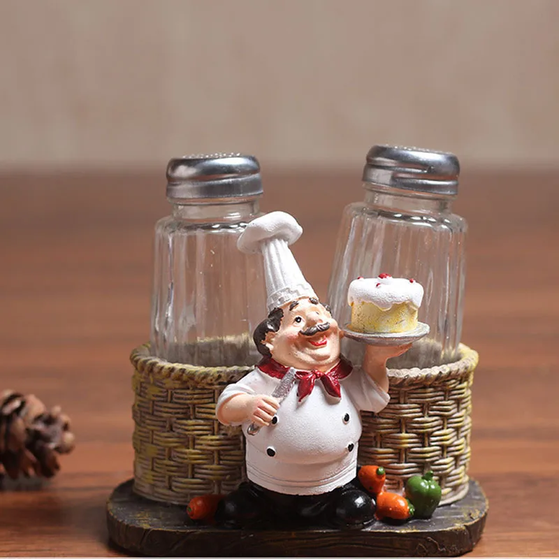 Kitchen Chef Cook Pepper Condiment Bottle Model Statue Miniature Figurine Gifts Crafts Resin Home Decoration Accessories TTBD85
