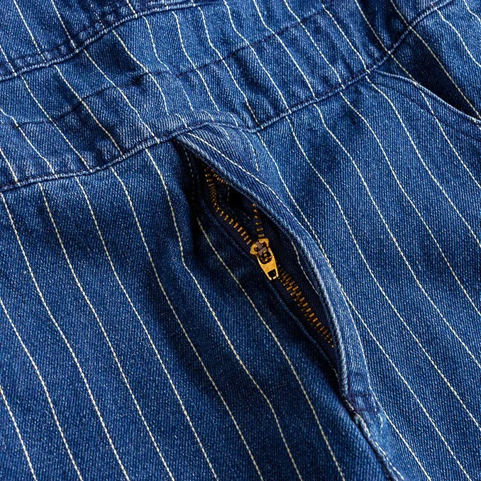 Summer Mens Bib Overalls Streetwear Denim Jumpsuits Moto Biker Jeans Trousers Male Striped Casual Long Pants Clothing 1 Set denim overalls