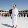 Men's Muslim Robe Ihram Two-Piece Set Solid Color Hajj Umrah Pilgrimage Towel Suit