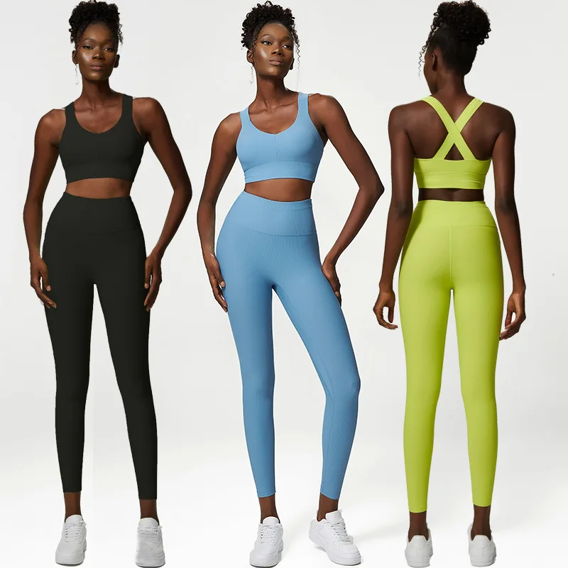 Maxdutti Sexy Slim Camisole High Waist Leggings Yoga Fitness Sets S-XL 2023 Suit Women New Fashion Blogger Solid Color Texture