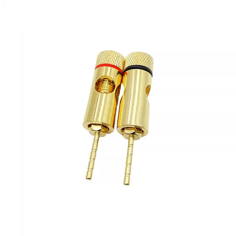 Copper Gold-Plated 2mm Pin Banana Plug Adapter Straight Pin Banana Terminals Speaker Plugs Wiring Connector 4